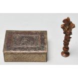 ART NOUVEAU CAST BRONZE SEAL AND CIGARETTE BOX