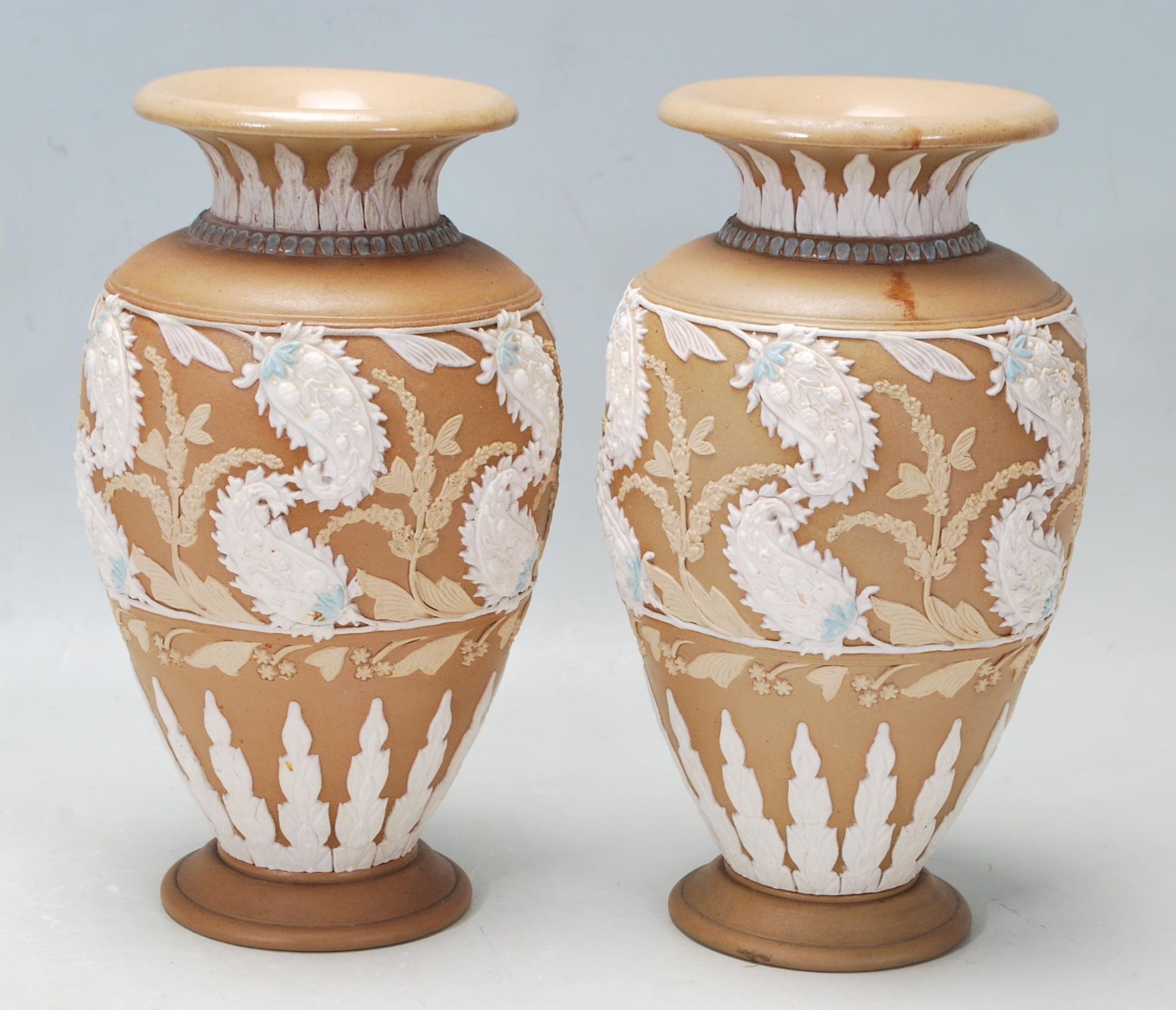 TWO DOULTON LAMBETH SILICON VASES