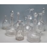 NINE 19TH CENTURY VICTORIAN CUT GLASS DECANTERS