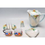 ART DECO ROYAL WINTON CERAMIC TABLE WARE TOGETHER WITH CZECH PORCELAIN MILK JUG AND SUGAR BOWL