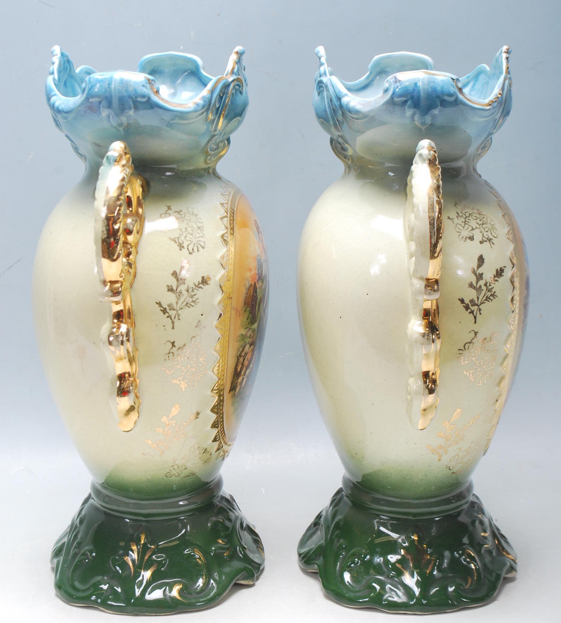 PAIR OF ANTIQUE EARLY 20TH CENTURY VASES HAVING A - Image 4 of 7