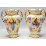 PAIR OF MID 20TH CENTURY VASES WITH POLYCHROME DEC