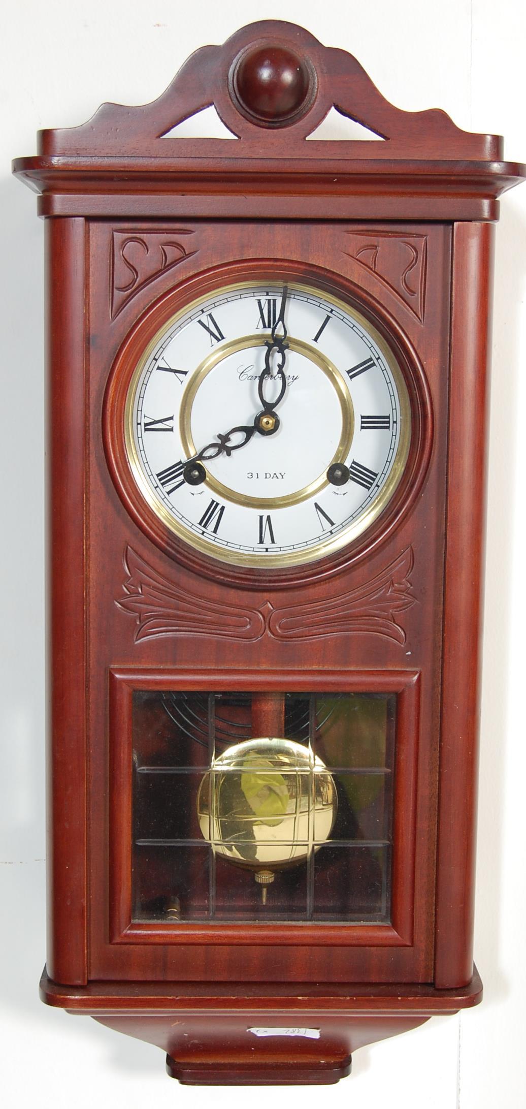 MAHOGANY CASED 8 DAY LINCOLN WALL CLOCK & CANTERBURY - Image 2 of 9