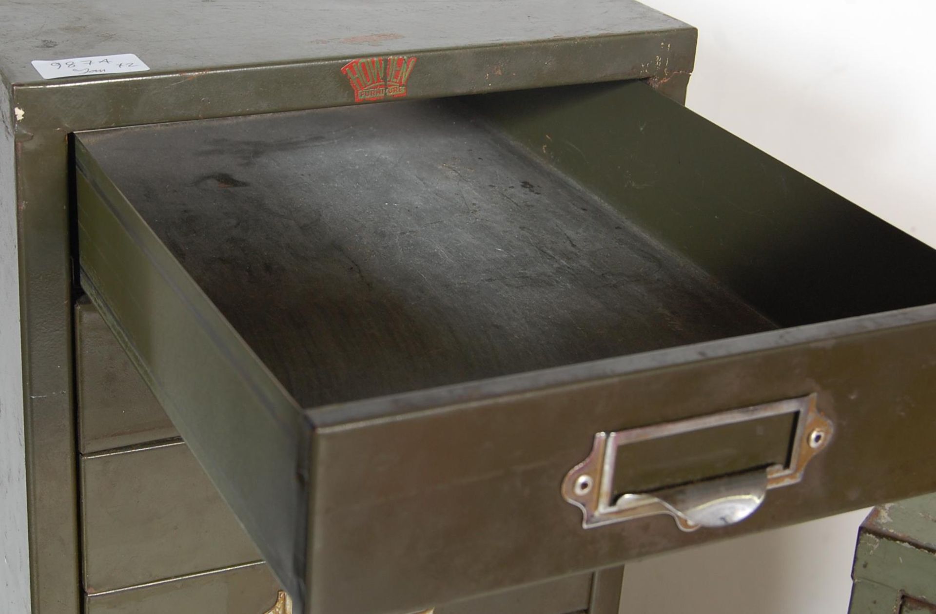 TWO RETRO VINTAGE INDUSTRIAL FACTORY METAL FILING CABINET - Image 4 of 6