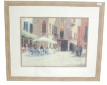 JACKIE SIMMONDS PRINT OF A FRENCH STREET VIEW PAINTING