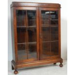 1920'S OAK CHINA DISPLAY CABINET BOOKCASE VITRINE