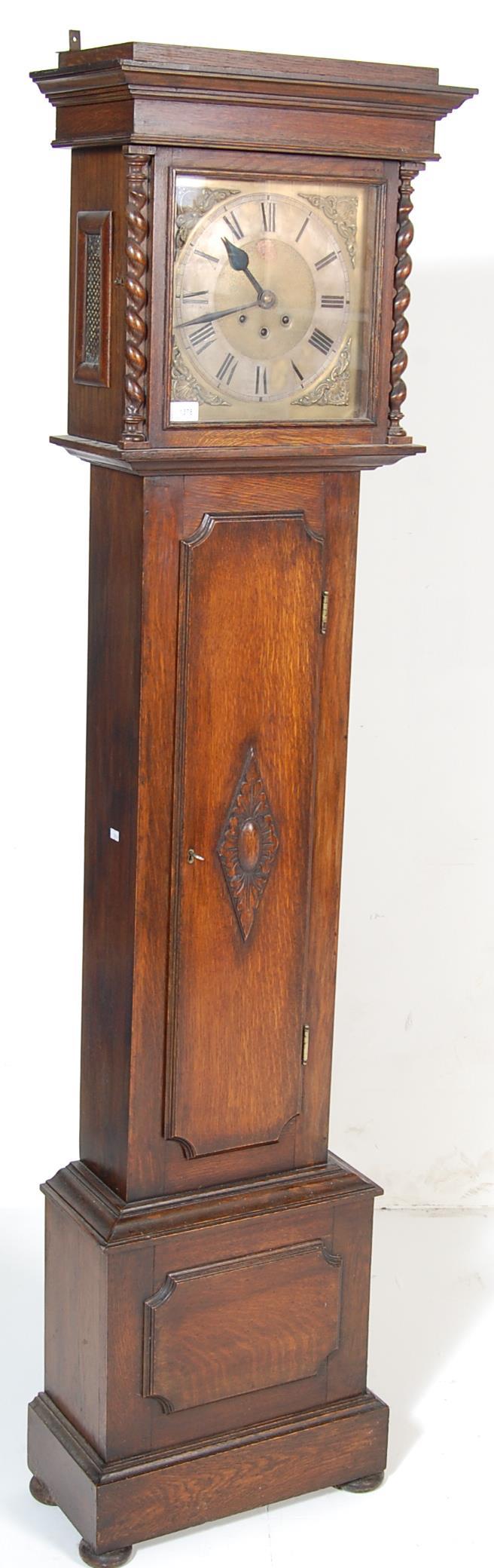 19TH CENTURY OAK AND BRASS FACED LONGCASE CLOCK - Image 2 of 5