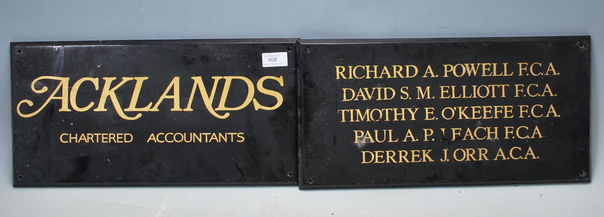 PAIR OF WOODEN MID CENTURY SHOP - OFFICE SIGNS