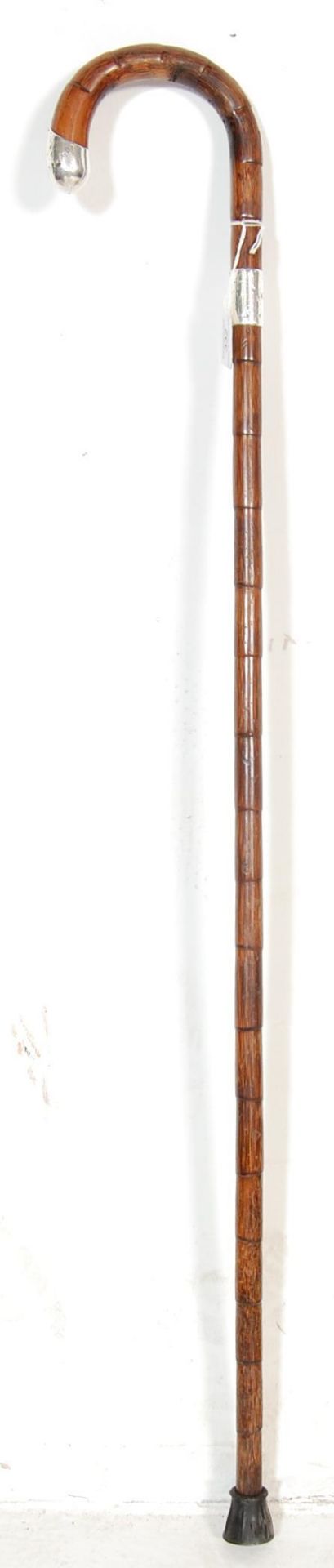 EDWARDIAN BAMBOO AND SILVER WALKING STICK