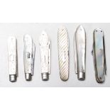 SIX VINTAGE MID 20TH CENTURY FOLDING PEN KNIVES