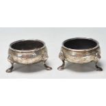 GEORGIAN ANTIQUE EDWARD WOOD MADE SILVER TABLE SALTS