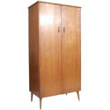 MID CENTURY TEAK WOOD SINGLE WARDROBE ARMOIRE