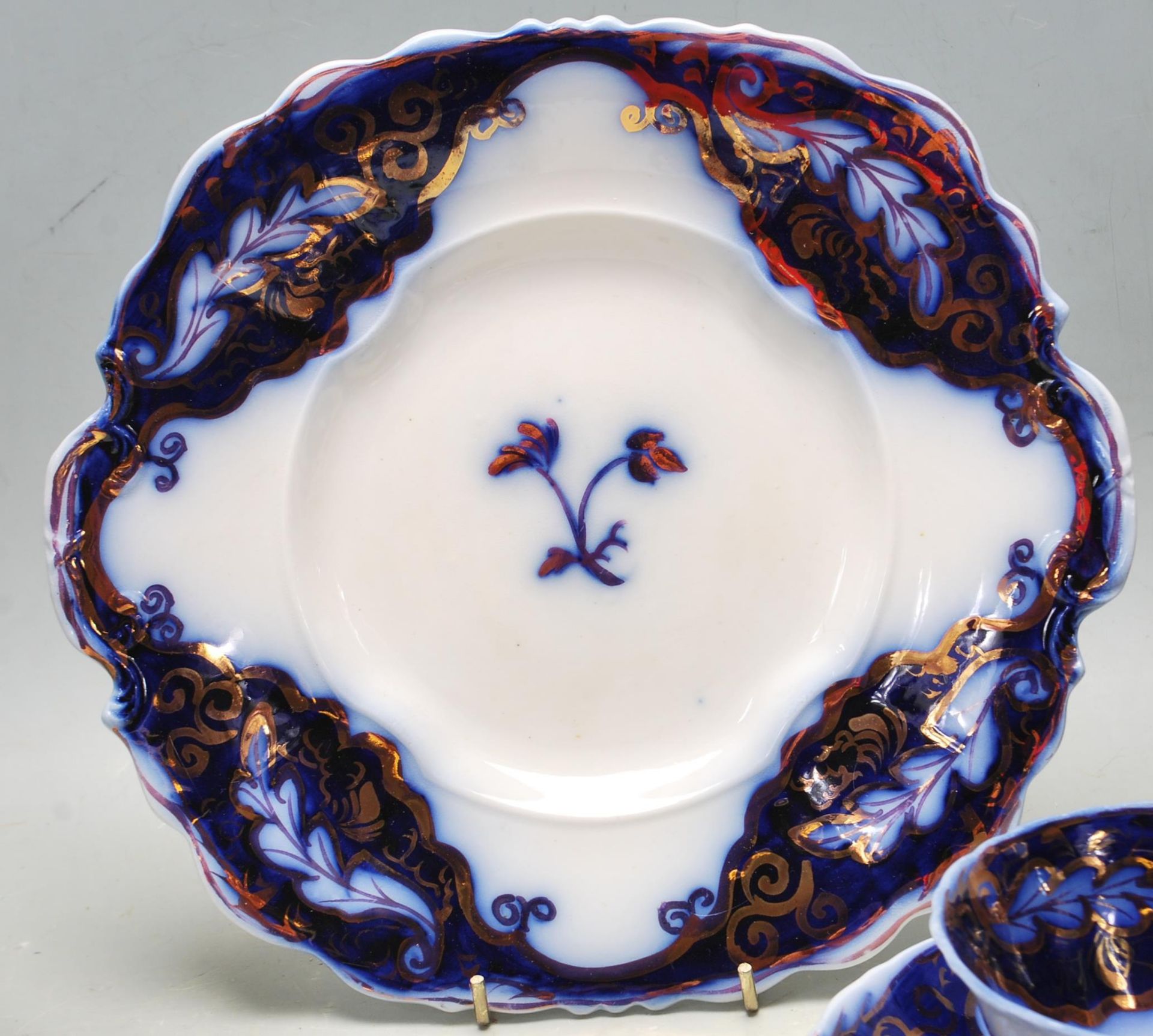 19TH CENTURY VICTORIAN STAFFORDSHIRE BLUE AND WHITE TEA SET - Image 9 of 10