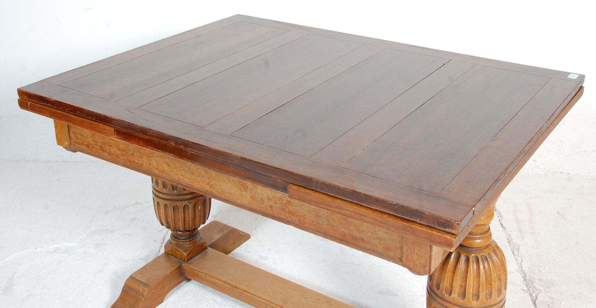 EARLY 20TH CENTURY OAK REFECTORY DINING TABLE - Image 2 of 9