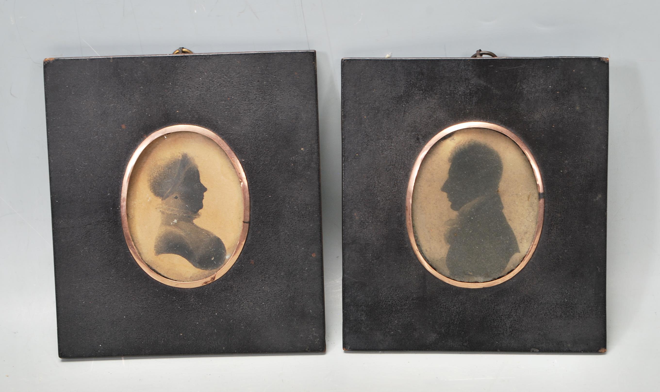 PAIR OF VICTORIAN 19TH CENTURY SIDE PORTRAITS / PORTRAIT MINIATURE