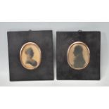 PAIR OF VICTORIAN 19TH CENTURY SIDE PORTRAITS / PORTRAIT MINIATURE