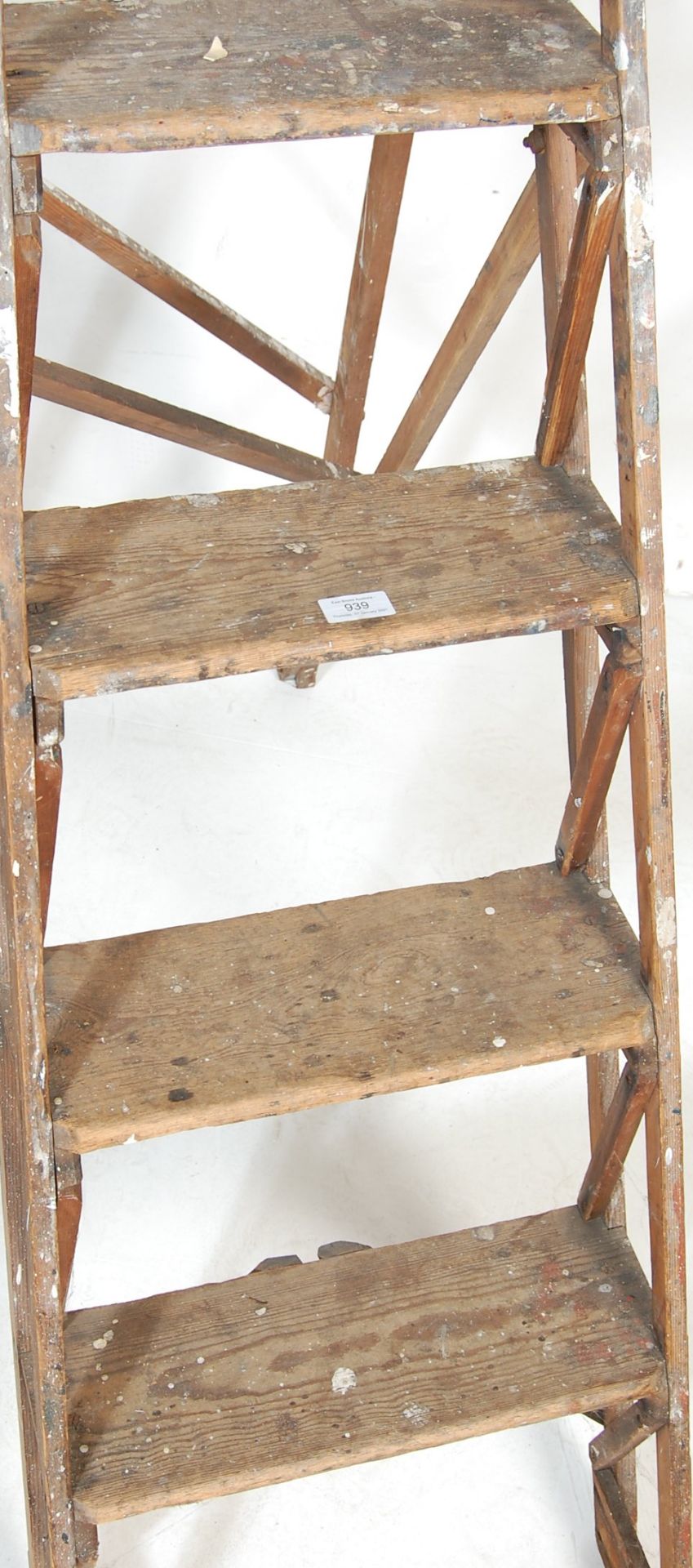 A VINTAGE 20TH CENTURY WOODEN A-FRAME TRESTLE STEP LADDER - Image 4 of 5