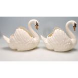 PAIR OF CERMAIC DARTMOUTH SWAN PLANTER