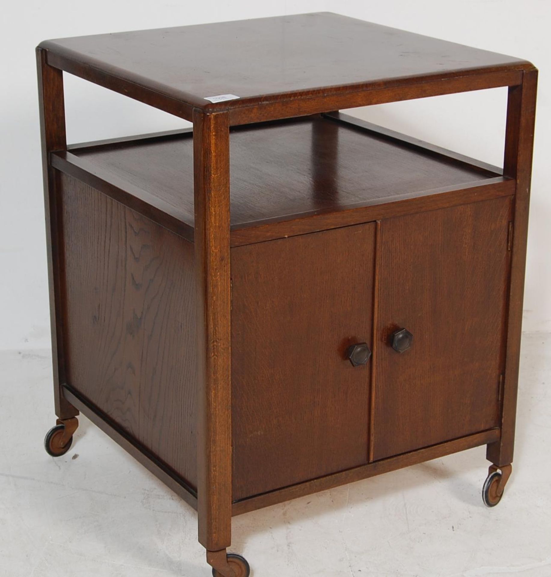 ART DECO EARLY 20TH CENTURY OAK MUSIC CABINET - Image 2 of 5