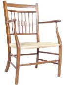 20TH CENTURY ARTS AND CRAFTS STYLE OAK CHAIR WITH RUSH SEAT