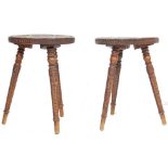 20TH CENTURY INDIAN FRUITWOOD CARVED SIDE TABLES