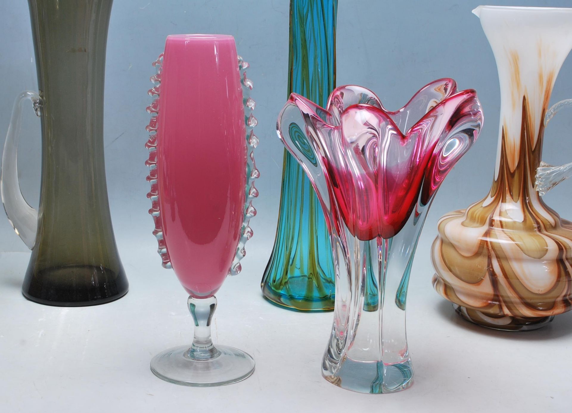 COLLECTION OF STUDIO ART GLASS VASES & JUGS - Image 4 of 6