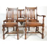 SET OF 5 OAK AND LEATHER 1940'S DINING CHAIRS