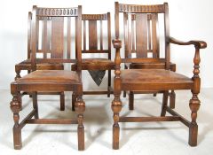 SET OF 5 OAK AND LEATHER 1940'S DINING CHAIRS