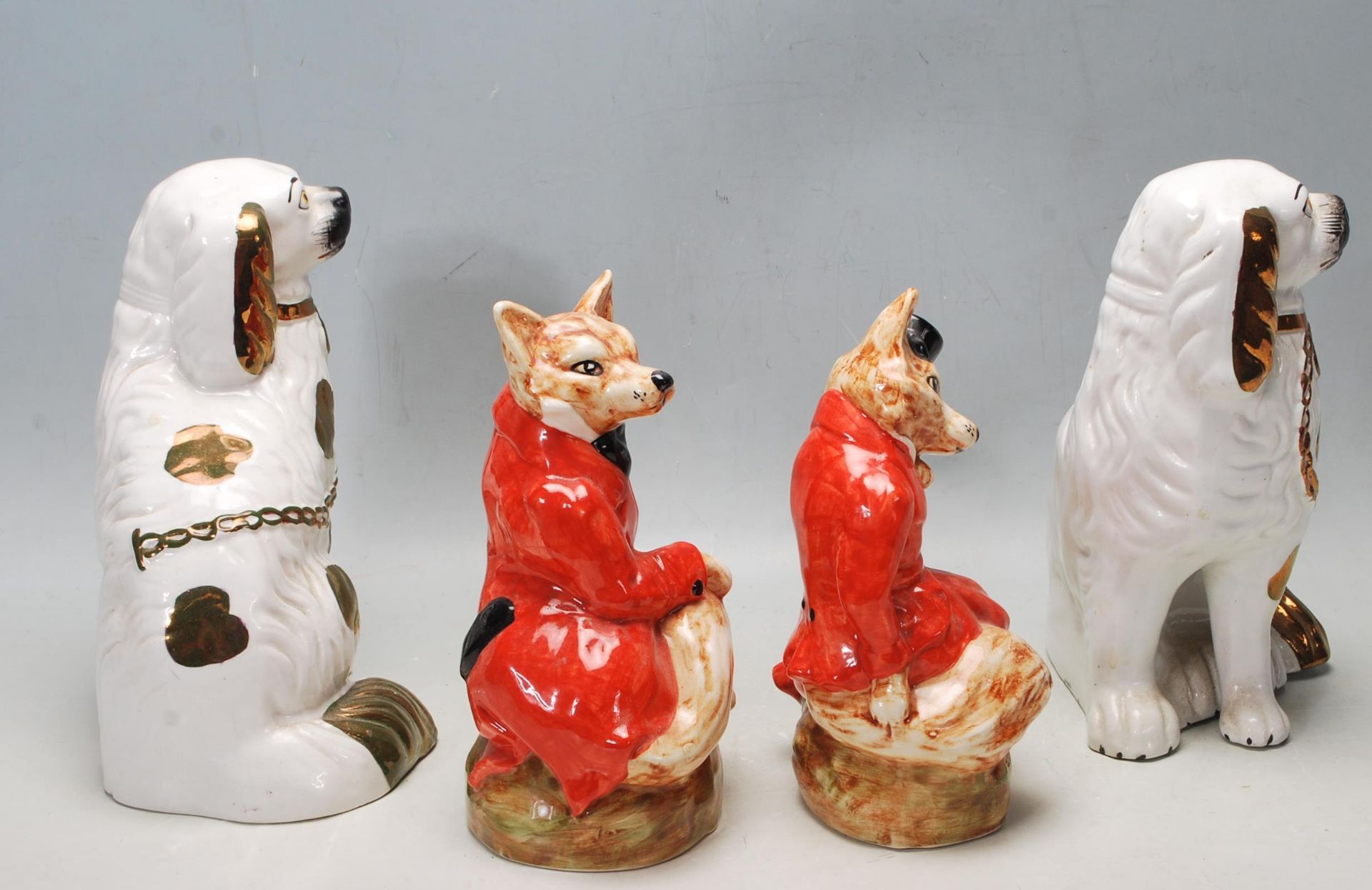 STAFFORDSHIRE FOX HUNTING FIGURINES AND SPANIELS - Image 2 of 6