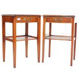 PAIR OF VINTAGE RETRO MILITARY ISSUE MAHOGANY BED SIDE TABLES.