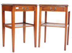 PAIR OF VINTAGE RETRO MILITARY ISSUE MAHOGANY BED SIDE TABLES.