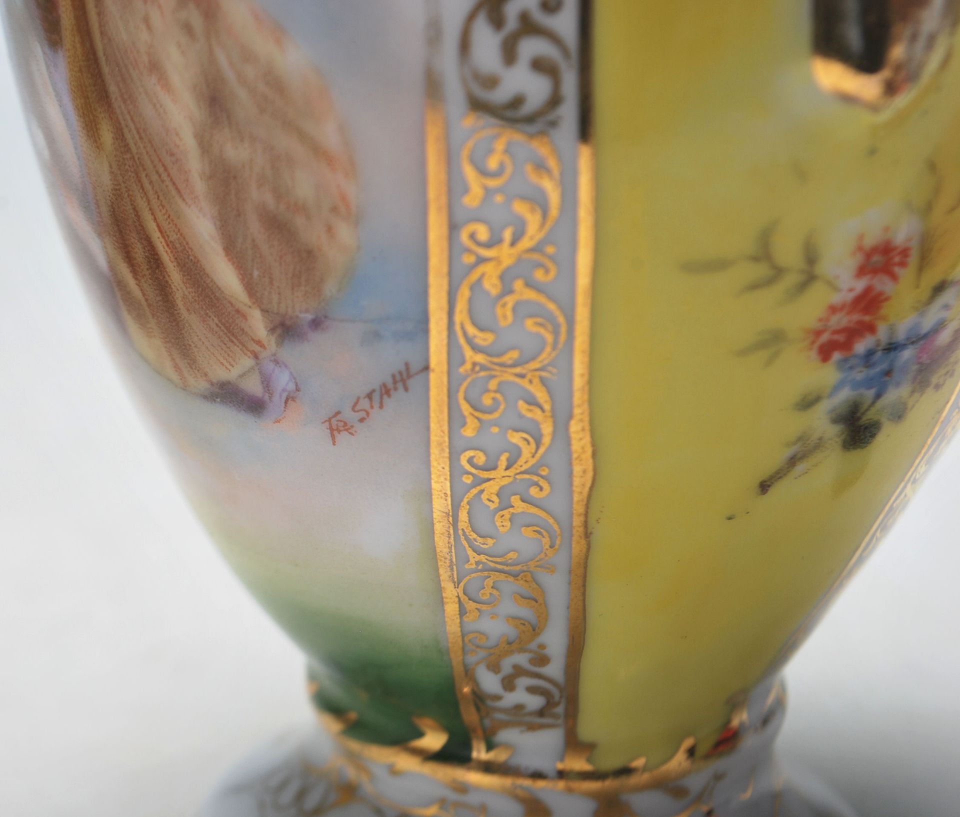 A PAIR OF GERMAN VASES BY VON SCHIERHOLZ 1900C - C.G. SCHIERHOLZ & SON - PAITED BY FR STAHL - Image 11 of 11