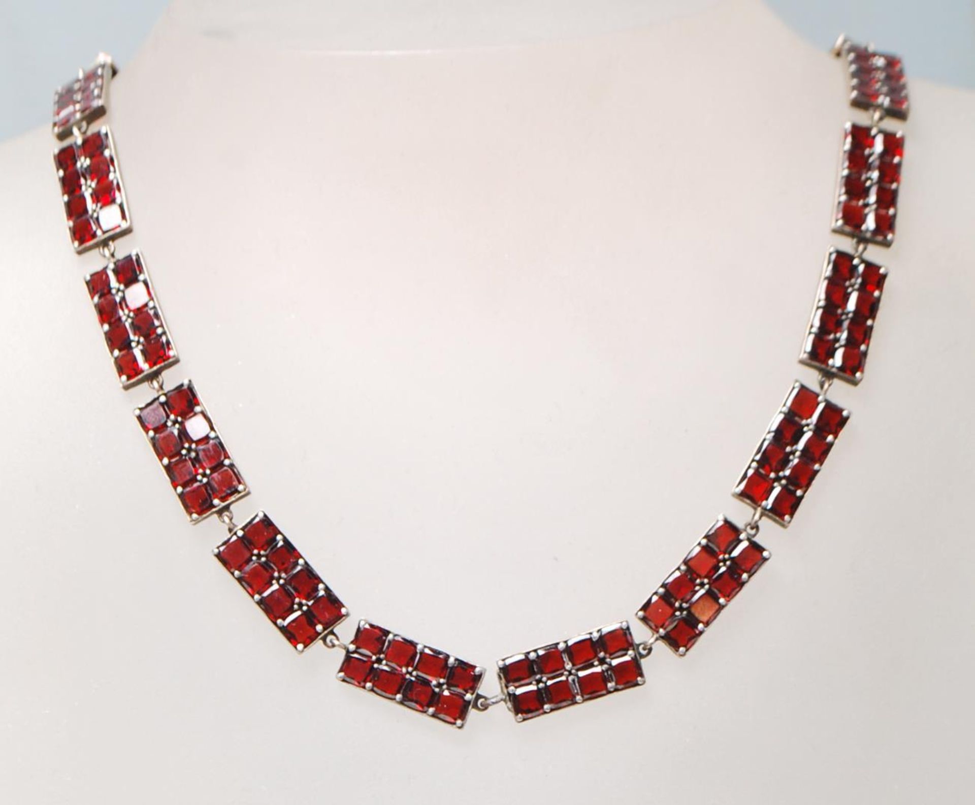 VINTAGE SILVER AND GARNET PANEL NECKLACE - Image 7 of 7