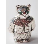 TOM KITTEN SILVER PIN CUSHION WITH GREEN EYES