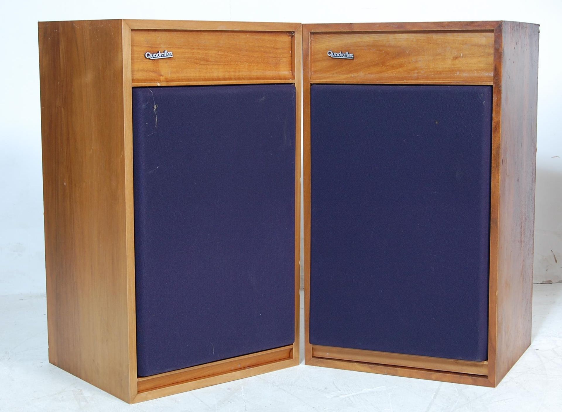 PAIR OF TEAK FLOOR STANDING QUADRAFLEX HIFI SPEAKERS