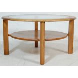 RETRO 20TH CENTURY OAK AND GLASS CIRCULAR COFFEE TABLE