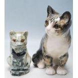 PAIR OF CONTEMPORARY CERAMIC CAT FIGURES, SIGNED A WINSTANLEY TO THE BASE.