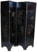 ANTIQUE 20TH CENTURY CHINESE ORIENTAL LACQUER FOUR-FOLD SCREEN