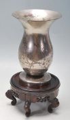 ANTIQUE CHINESE ORIENTAL WHITE METAL VASE DECORATED WITH PRUNUS BLOSSOMS