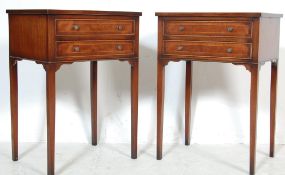 PAIR REGENCY REVIVAL MAHOGANY INLAID BEDSIDE CABINETS