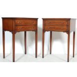 PAIR REGENCY REVIVAL MAHOGANY INLAID BEDSIDE CABINETS