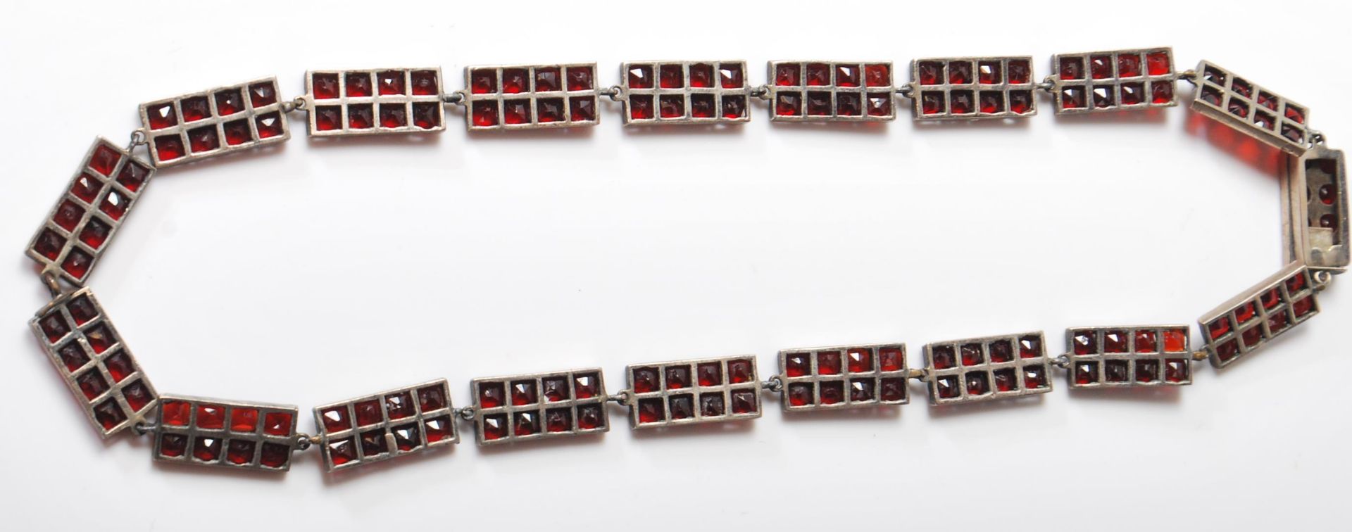 VINTAGE SILVER AND GARNET PANEL NECKLACE - Image 6 of 7