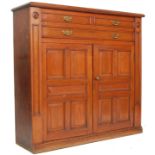 A 20TH CENTURY EDWARDIAN WALNUT SPECIMEN / LIBRAY CUPBOARD CABINET WITH DRAWERS