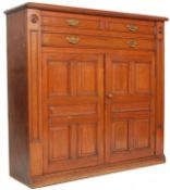 A 20TH CENTURY EDWARDIAN WALNUT SPECIMEN / LIBRAY CUPBOARD CABINET WITH DRAWERS