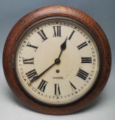 ANTIQUE EARLY 20TH CENTURY OAK FRAMED GARRARD STATION WALL CLOCK