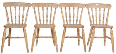 SET OF FOUR ANTIQUE VICTORIAN WINDSOR STYLE PINE SPINDLE BACK KITCHEN DINING CHAIRS