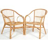 TWO 1980’S BAMBOO CHAIRS / BEDROOM CHAIRS IN THE MANNER OF FRNCO ALBINI
