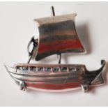 SILVER SAILING BOAT FIGURINE