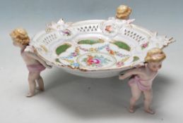 ANTIQUE GERMAN DRESDEN PORCELAIN CHERUB CENTREPIECE BOWL