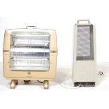 A GROUP OF TWO VINTAGE RETRO MID CENTURY HEATERS FINISHED IN ENAMELLED PAINT